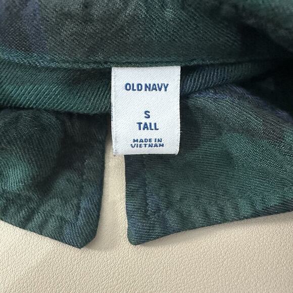 Old Navy Shirt Dress Womens Small Tall Green Plaid Preppy Grunge Country Skate - Picture 9 of 11